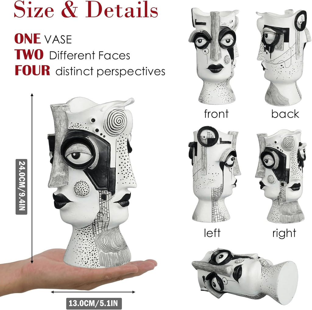 Face Vase - Flower Vase Unique, Funny Cool Abstract Art Decor Vase for Plants, Boho Flower Vase for Home Living Room Office Book Shelf