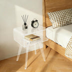 Clear Acrylic Nightstand with 2 Tiers, Modern Transparent Bedside Table, 16.5x11.8x21.7 Inches, Storage Organizer for Bedroom, Living Room, Apartment