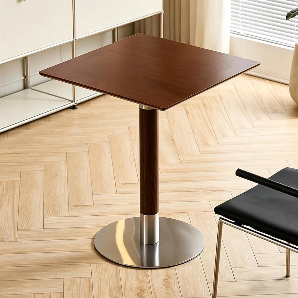 Wood Side Table, Modern Pedestal Accent Table Mid-Century Leisure Table for Home, Dining Room, Cafe(24" Square, Walnut)