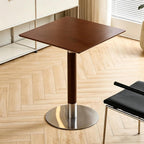 Wood Side Table, Modern Pedestal Accent Table Mid-Century Leisure Table for Home, Dining Room, Cafe(24" Square, Walnut)