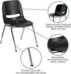 Flash Furniture 5 Pack HERCULES Series 880 lb. Capacity Black Ergonomic Shell Stack Chair with Chrome Frame and 18'' Seat Height