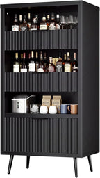 51.2" H Home Coffee Bar Cabinet with 3 Drawers & Open Shelves, Freestanding Liquor Cabinet Storage, Modern Buffet Sideboard, Wine Rack Cabinet, Coffee Station for Kitchen Dining Living Room