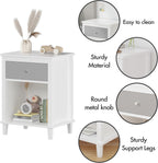 Kids Nightstand with One Drawer Modern Kids Bedside Table with Open Storage Shelf Wood End Side Table Toddler Nightstand for Bedroom Living Room (Grey)