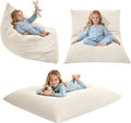 3-in-1 Kids Bean Bag Chair, Convertible Floor Cushion | Odor-Free Shredded Foam Resists Clumping, Removable Corduroy Cover, Cozy Lounge Seating for Bedrooms, Playrooms, Classrooms