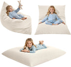 3-in-1 Kids Bean Bag Chair, Convertible Floor Cushion | Odor-Free Shredded Foam Resists Clumping, Removable Corduroy Cover, Cozy Lounge Seating for Bedrooms, Playrooms, Classrooms