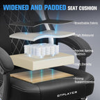 GTPLAYER Big and Tall Gaming Chair Breathable Fabric Computer Chair with Strong Lumbar Support, Comfortable Office Chairs with Pocket Spring Cushion, High Back Ergonomic Desk Chairs with Footrest