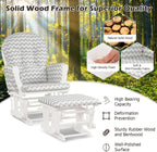 Costzon Nursery Glider with Ottoman, Upholstered Comfort Glider Rocker with Padded Cushion, Storage Pocket, Solid Wood Base, Rocking Chair Nursery for Breastfeeding, Napping (Gray and White)