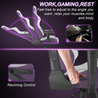 KARNOX Gaming Chair Ergonomic Computer Chair Lumbar Support Office Chair Adjustable Big Tall Reclining Desk PC Chair with Armrest and Headrest for Adults Comfortable Racing Chair (Purple)