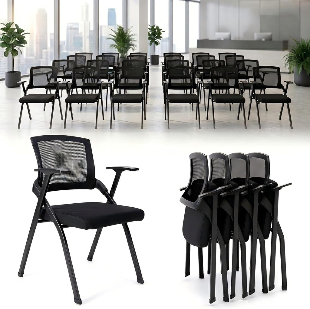 ADMLZQQ [12 Pack ] Folding Office Chair with Mesh Back, Heavy Duty Conference Room Chairs with Armres, Comfy Foldable Chair with Padded Cushion for Guest & Reception,Meeting,Classroom Training Chairs