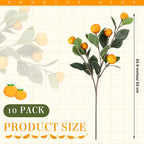 Daifunli 10 Pcs Artificial Tangerine Branches 25 Inch Realistic Faux Oranges Fruit with Green Leaves Simulation Orange Branch Decorative Kumquat Tangerine for Vase Home Party Decoration (6 Oranges)