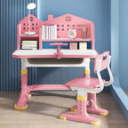 Kids Functional Desk and Chair Set, Study Desk with Chair, Height Adjustable Children School Desk with Storage Drawer for Boys Girls Pink