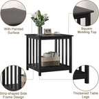 Treocho Large End Tables Living Room Set of 2 with Storage Shelf | Side Table, 24 InchModern Nightstand, Living Room, Bedroom, Office, Black