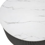 ø22'' Faux Marble Top Side Table Round Circle End Table for Living Room, Modern Luxurious Wooden Base Gold-Finished Style, Easy Assembly, Black & Gold & White