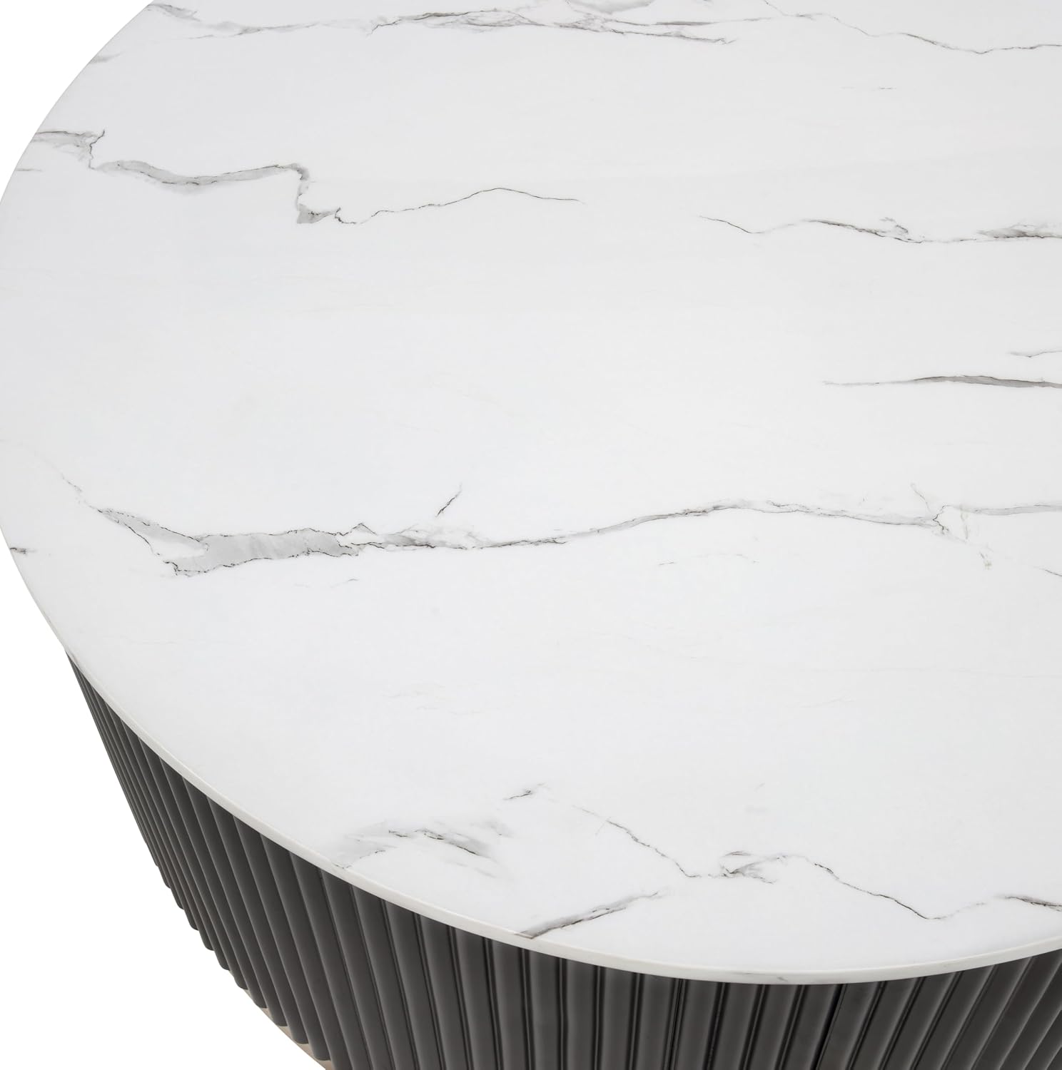 ø22'' Faux Marble Top Side Table Round Circle End Table for Living Room, Modern Luxurious Wooden Base Gold-Finished Style, Easy Assembly, Black & Gold & White