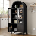 Furnify 71" Tall Arched Pantry Cabinet, Modern Kitchen Storage Cabinet with Doors, 3 Adjustable Shelves, Door Shelves, Organizer, Versatile Cupboard for Kitchen, Bathroom, Black