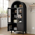 Furnify 71" Tall Arched Pantry Cabinet, Modern Kitchen Storage Cabinet with Doors, 3 Adjustable Shelves, Door Shelves, Organizer, Versatile Cupboard for Kitchen, Bathroom, Black