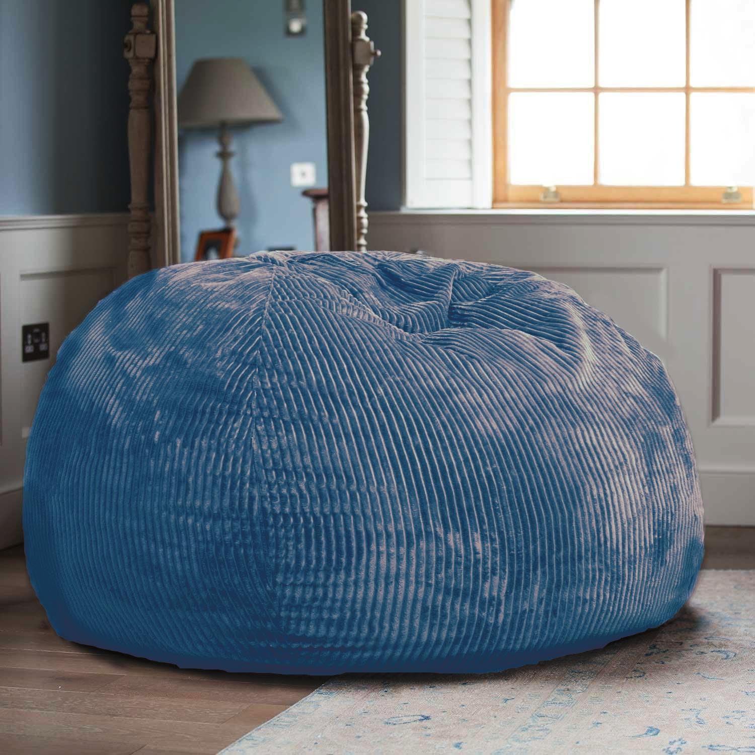 Bean Bag Chair, with Faux Fur Cover for Teens and Kids, Foam Bean Bag Chairs, Soft Faux Fur Fabric, Round Fluffy Bean Bag Sofa