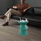 Creative Plastic Side Table - Modern Round Multi-Layer End Table for Sofa, Bedroom & Apartment, Nightstand with Vintage Design (Green)