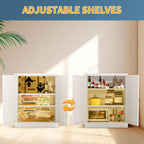 Kitchen Pantry Cabinet, 35" H Storage Cabinet with Doors and Adjustable Shelves, Metal Bathroom Cabinets, Utility Cabinets for Kitchen, Living Room, Garage, Assembly Required, White