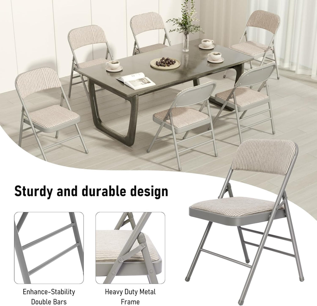 30 Pack Grey Folding Chairs, Fabric Dining Chair Set with Padded Cushion, Indoor Outdoor Folding Chairs Seat for Home Office Events Wedding Party