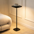 Pedestal Side Table, Small Drink Tables Pedestal Stand, Black Square Mini End Table, Cocktail Martini Coffee Tables, Tiny Side Table for Living Room,Small Spaces,Sofa,Couch