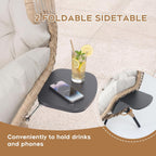 Double Egg Chair with Cup Holder Outdoor Indoor,2 Person Oversized Wicker Lounge Chair with 8” Thicken Cushions & Rain Cover 700lbs for Patio Balcony Porch Living Room