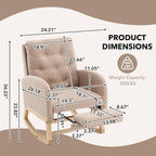 Nursery Rocking Chair, Teddy Upholstered Glider Rocker with Adjustable Footrest, Button Tufted Glider Recliner with Side Pocket & High Back, Accent Chair for Living Room (Brown Teddy)