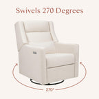 Babyletto Kiwi Plus Power Recliner and Swivel Glider with Power Headrest and USB Port in Performance Cream Eco-Weave, Water Repellent & Stain Resistant, Greenguard Gold and CertiPUR-US Certified
