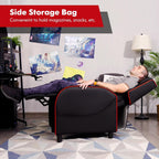 GYMAX Gaming Recliner, Massage Gaming Chair with Adjustable Footrest, Remote Control & Side Pocket, Ergonomic Game Lounge Chair, Racing Style Single Theater Seat Game Sofa for Adults (Red)