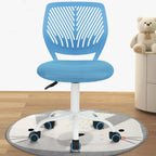 FurnitureR Rolling Study Mesh Desk Chair, Ergonomic Armless Compact Adjsutable Swivel Task Chair with Soft Cushion ad Plastic Mid-Back for Students Teens Children Kids, Sky Blue