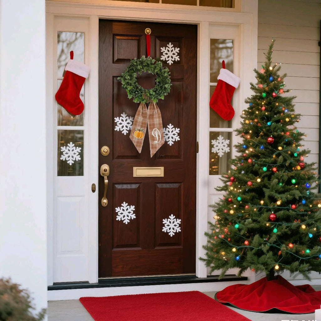 Autumn Door Wreath Sash Embroidered with White Letters and Pumpkins On A Plaid Wreath Sash Ideal for Housewarming Gifts, Autumn Thanksgiving, Halloween, and Christmas Porch Decorations -M