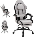 Shintenchi Gaming Chair, Ergonomic Office Chair with Footrest, Lumbar Support and Linkage Armrests, Swive Home Video Game Chairs for Adults, Gray
