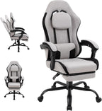 Shintenchi Gaming Chair, Ergonomic Office Chair with Footrest, Lumbar Support and Linkage Armrests, Swive Home Video Game Chairs for Adults, Gray