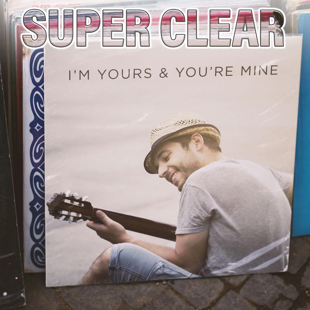 Claev Outer Record Sleeves for Album Covers - 50 Clear Plastic Outer Sleeves to Protect 12" LP Vinyl Record Albums - 12.75 x 12.75 inch & 3 mil Thick - Archival Quality for Collection Protection