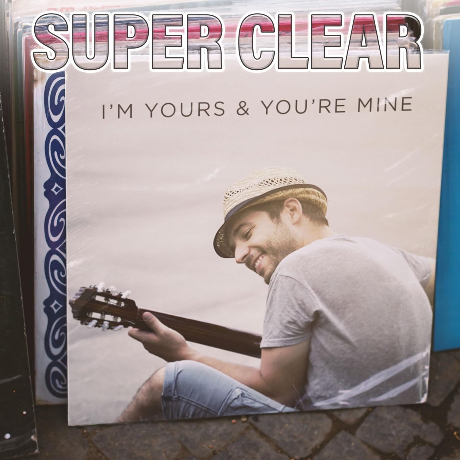 Claev Outer Record Sleeves for Album Covers - 50 Clear Plastic Outer Sleeves to Protect 12" LP Vinyl Record Albums - 12.75 x 12.75 inch & 3 mil Thick - Archival Quality for Collection Protection