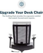 Vari Drafting Chair (VariDesk) - Tall Adjustable Office Chair with Footrest & Rolling Casters - Ergonomic Mesh Back for Lumbar Support - Ideal for Artist, Drafting Desk, or Counter Work - Black