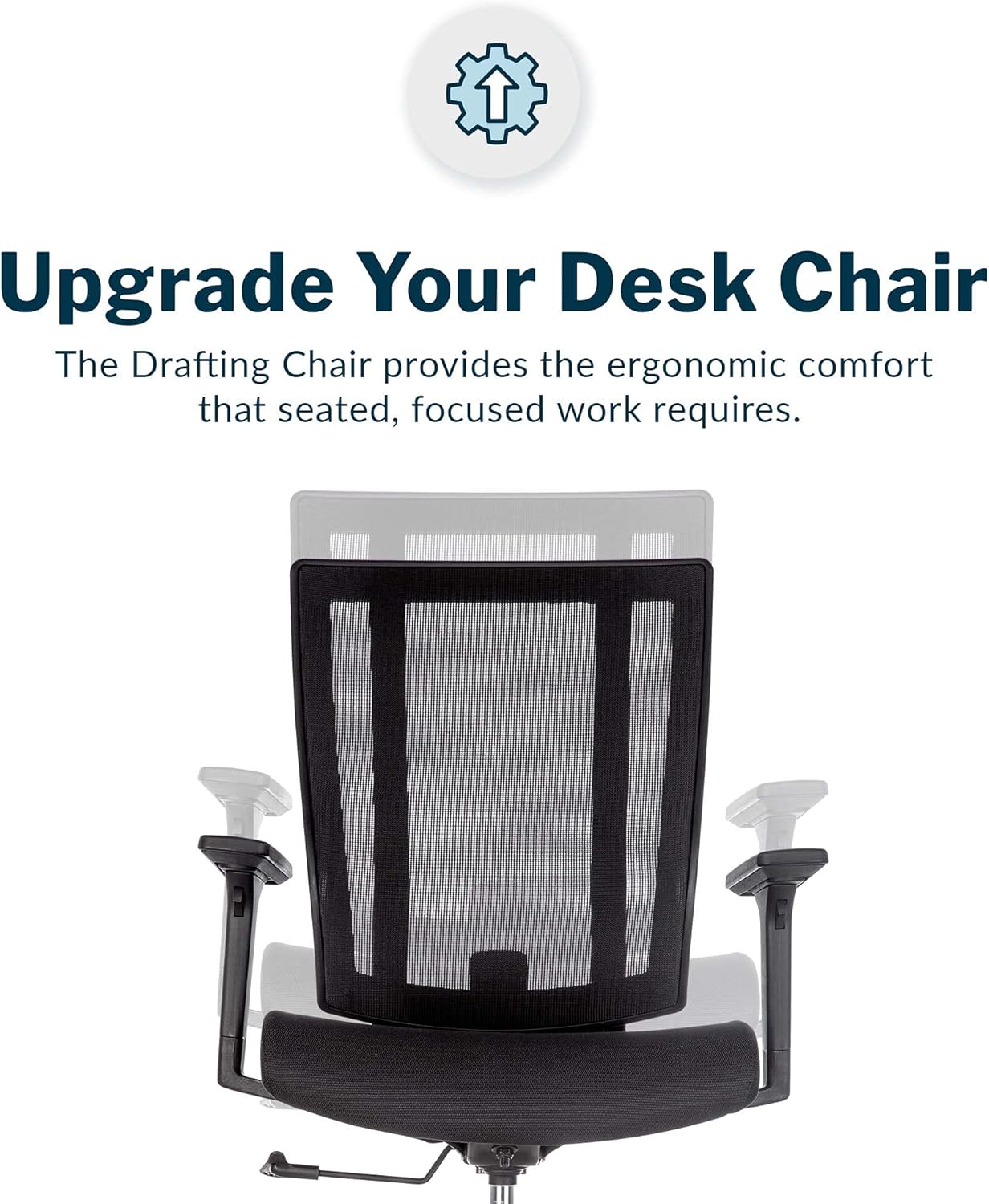 Vari Drafting Chair (VariDesk) - Tall Adjustable Office Chair with Footrest & Rolling Casters - Ergonomic Mesh Back for Lumbar Support - Ideal for Artist, Drafting Desk, or Counter Work - Black