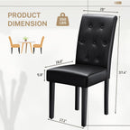 Furmax Upholstered Dining Chairs Set of 2, PU Leather Dinning Room Chairs, Button Tufted Kitchen Chairs with Adjustable Wood Legs for Dining Room/Living Room/Restaurant (Leather Black, 2)