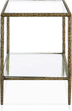 24/7 Shop at Home Lalia Modern 30-inch Metal End Table with Tempered Glass Top and Shelf, Hammered Steel Frame for Living Room, Matte Gold