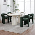 KIVENJAJA Barrel Dining Room Chairs Set of 6, Green Modern Boucle Kitchen Chairs with Round Back & Arm, Comfy Sherpa Upholstered Accent Armchair for Living Room Recption Office Vanity