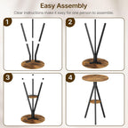 YATINEY Bar Table, 2-Tier Round Pub Table, Counter Height Cocktail Table for Small Spaces, Dining Room, Cafe, Pub, Rustic Brown and Black BT12BR