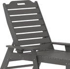 Taylor & Logan Edgley Adjustable Adirondack Lounger with Cup Holder- All-Weather Indoor/Outdoor HDPE Lounge Chair in Gray