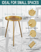 AOJEZOR Side Table: End Table for Any Room - Small Side Tables for Small Spaces Pure Golden with 3 Legged