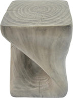 Merax Twist Shape MGO Accent Side Table, Unique Modern End Table with Wide Pedestal & Tabletop, Small Drink Tables for Living Room, Bedroom Night Stand Bedside Table, No Assembly Required, Grey
