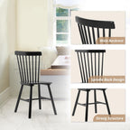 LUE BONA Windsor Dining Chair Set of 4, Spindle Back Wooden Chairs for Kitchen and Dining Room, Restaurant, Cafe, Hotel, Black