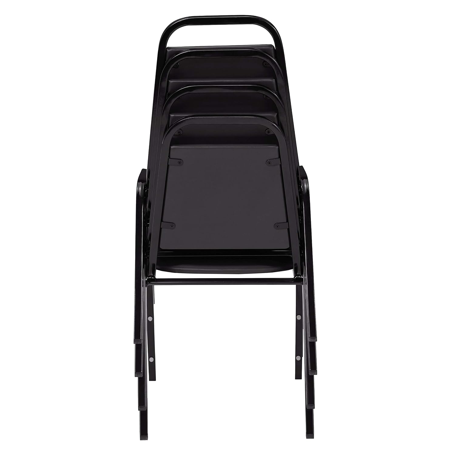 National Public Seating NPS 9100 Series Vinyl Stacking Chair, Panther Black/Black, 4/Pack (9110-B/4)