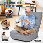 Giantex Floor Chairs for Adults with 4-Position Adjustable Back, 6-Position Adjustable Headrest, Side Pocket, No Assembly Required, Banana Chair, Folding Floor Gaming Chair, Grey