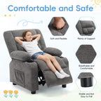 BOSMILLER Kids Recliner Chair， Push Back Toddler Recliner with Cup Holders & Side Pockets， Adjustable Footrest & Headrest Kids Sofa for Boys Girls 3+ Age Group