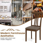 Giantex Wooden Dining Chairs Set of 2, Linen Fabric Upholstered Kitchen Armless Chair w/Rubber Wood Frame, Padded Seat, High Curved Back, Farmhouse Accent Side Chairs for Living Room (Brown+Gray)