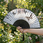 Chinese Style Antique Silk Folding Hand Fan, Elegant Dance Fan Art Crafts with Tassel Handheld Dance Fan Dance Props ﻿